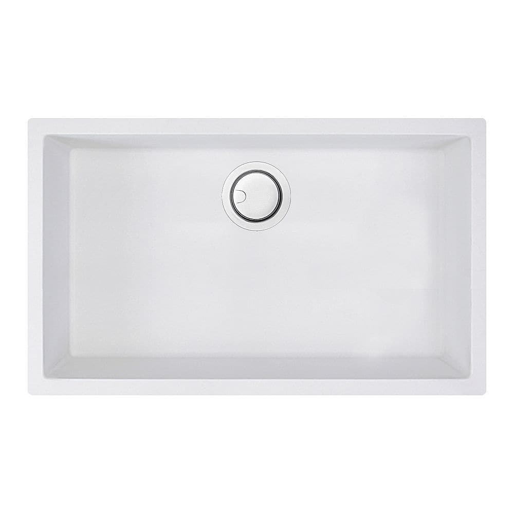 Transolid Zero 30-in silQ Granite Integral/Dual Mount Single Bowl Kitchen Sink with 0 Holes