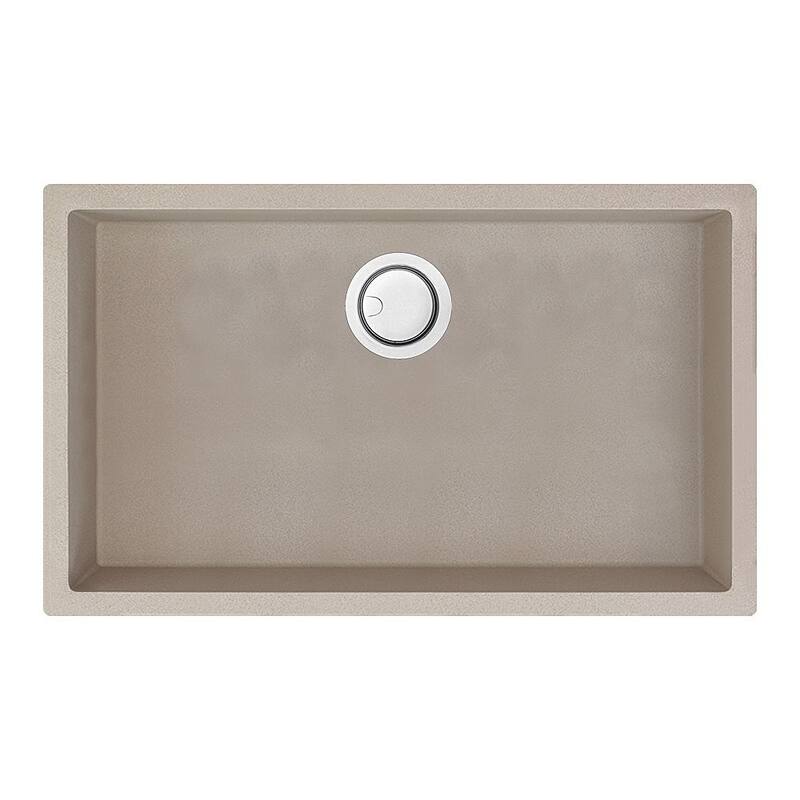 Transolid Zero 30-in silQ Granite Integral/Dual Mount Single Bowl Kitchen Sink with 0 Holes - 17.95" X 29.77" X 7.88" - Champagne