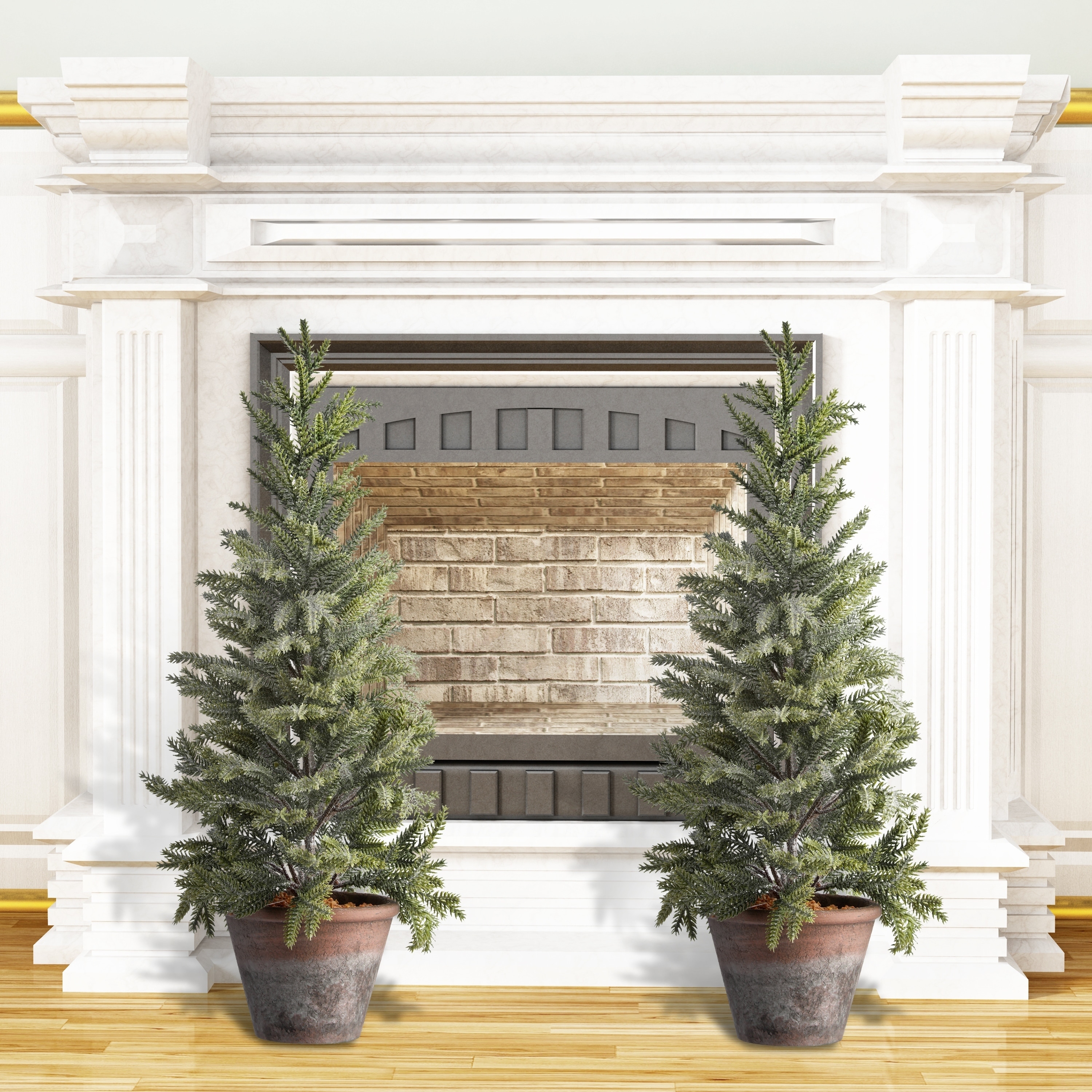 Shop 24 Potted Frosted Mini Spruce Tree Set Of 2 Overstock
