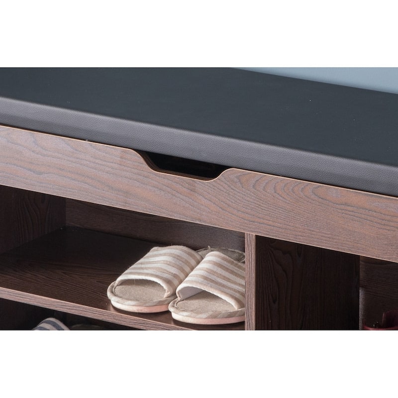 Entryway Storage Bench Shoe Rack with Top Seat