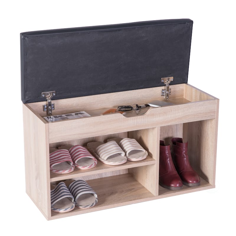 Entryway Storage Bench Shoe Rack with Top Seat