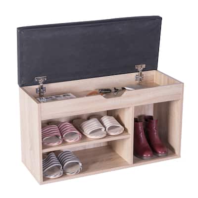 Entryway Storage Bench Shoe Rack with Top Seat