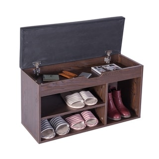 Basicwiseentryway Storage Shoe Rack With Top Seat Brown Dailymail