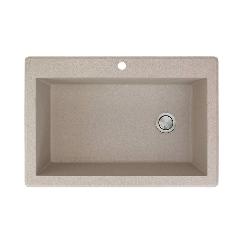Transolid Radius Granite 33-in Drop-In Kitchen Sink Kit with Faucet, Grids, Strainers and Drain Installation Kit