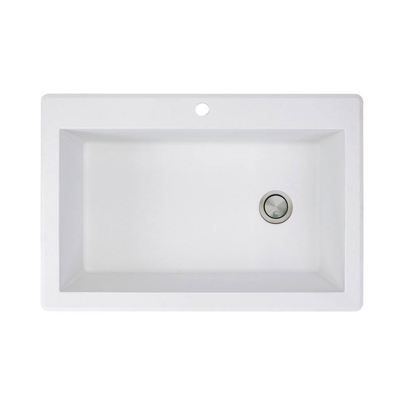 Transolid Radius Granite 33-in Drop-In Kitchen Sink Kit with Faucet, Grids, Strainers and Drain Installation Kit