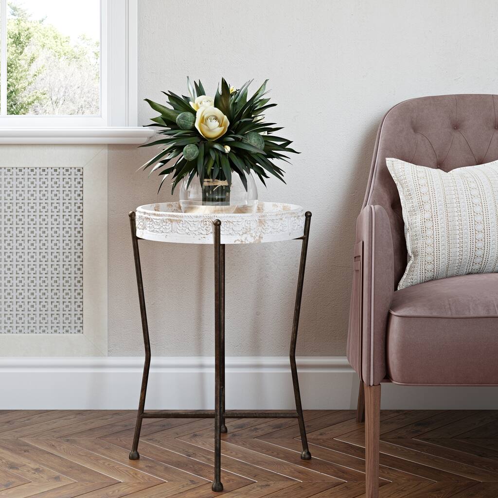 Sarina Farmhouse Accent Table - 23.5"H x 15.5"W x 15.5"D