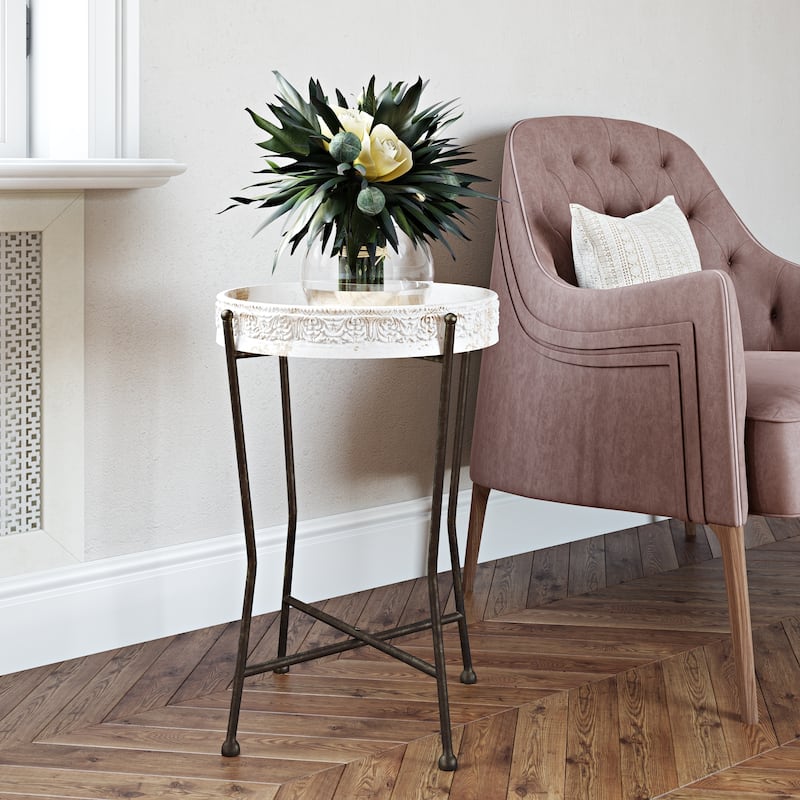 Sarina Farmhouse Accent Table - 23.5"H x 15.5"W x 15.5"D