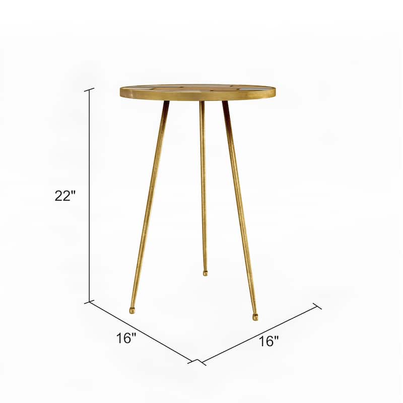 Atonvale Round Accent Table - 22"H x 16"W x 16"D - 22"H x 16"W x 16"D - Gold - Wood and Metal