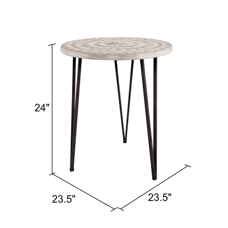 Anthea Bohemain Accent Table - 24"H x 23.5"W x 23.5"D - 24"H x 23.5"W x 23.5"D - Beige - Wood