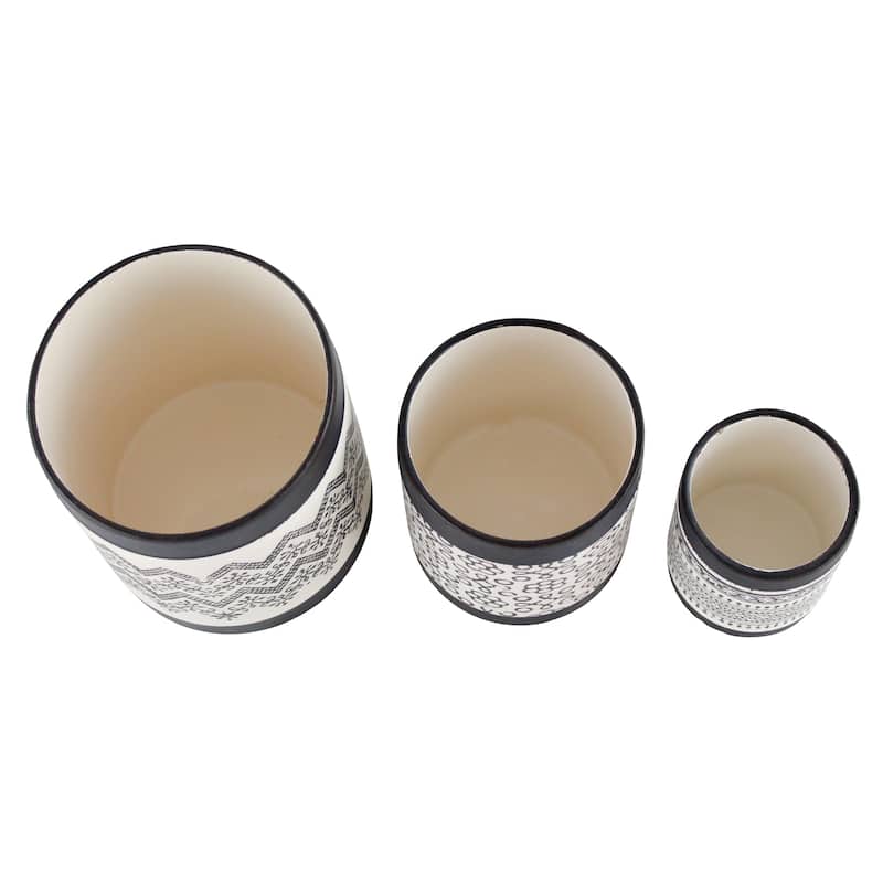 Nikos Ceramic Planters (Set of 3) - 7"H x 6"W x 6"D/ 5.5 x 4.5 x 4.5 / 4.5 x 3.5 x 3.5