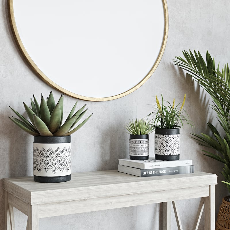 Nikos Ceramic Planters (Set of 3) - 7"H x 6"W x 6"D/ 5.5 x 4.5 x 4.5 / 4.5 x 3.5 x 3.5
