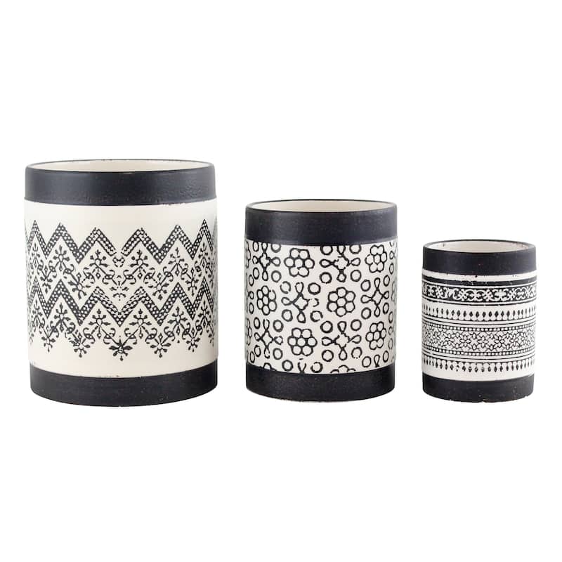 Nikos Ceramic Planters (Set of 3) - 7"H x 6"W x 6"D/ 5.5 x 4.5 x 4.5 / 4.5 x 3.5 x 3.5