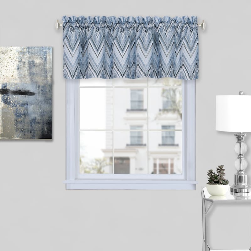 Porch & Den Lyndel 58 x 14 Window Curtain Valance - 58x14 - Ice Blue