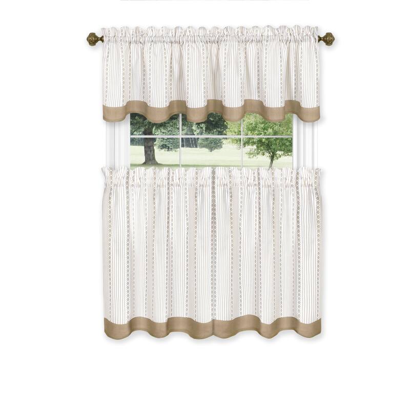 Porch & Den Lynnridge Window Curtain Tier Pair and Valance Set - 58x36 - Taupe