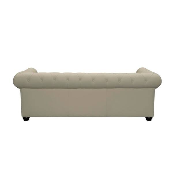 Shop Kaleb Cream Leather Cream Sofa Free Shipping Today