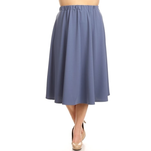 Casual Basic Solid Color A-Line Silhouette Plus Size Pleated Midi Skirt