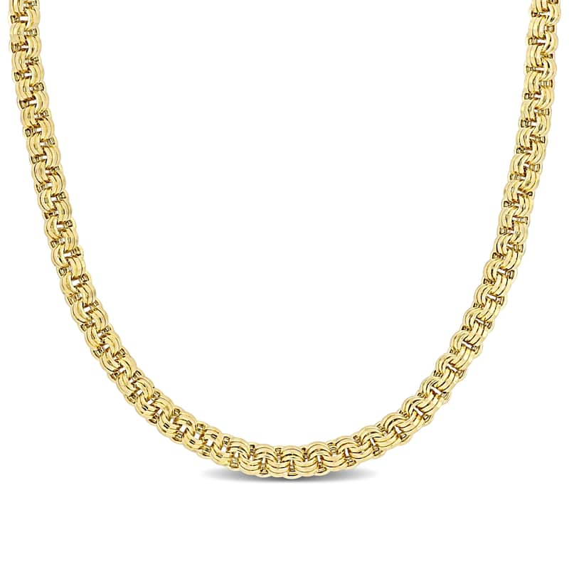Miadora 14k Yellow Gold Interlaced Triple Link Necklace (3.8 MM)