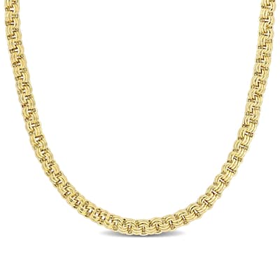 Miadora 14k Yellow Gold Interlaced Triple Link Necklace (3.8 MM)
