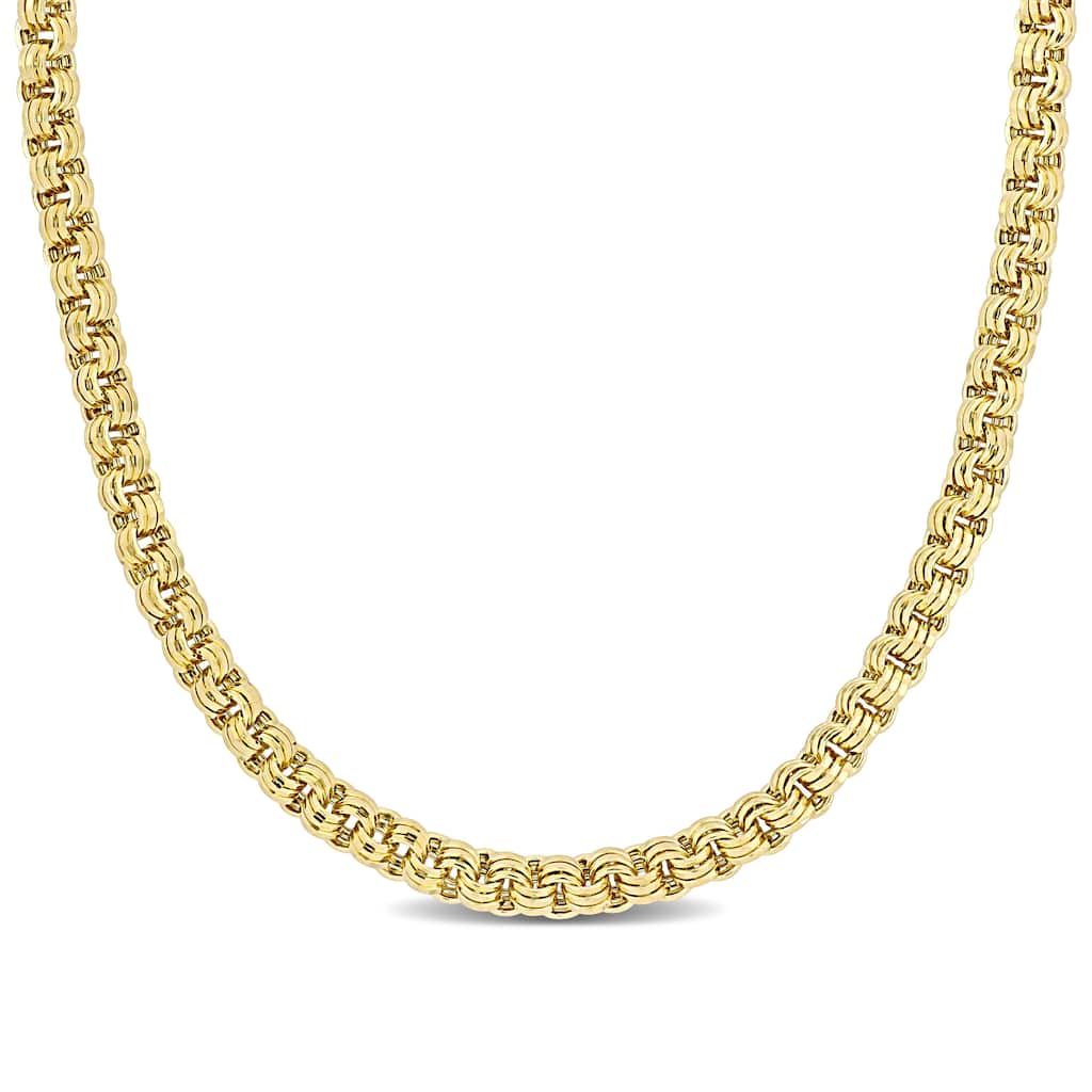Miadora 14k Yellow Gold Interlaced Triple Link Necklace (3.8 MM)