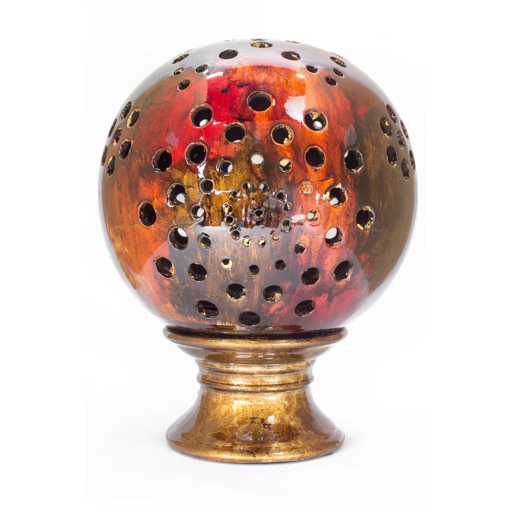 Glow Foiled & Lacquered Ceramic Globe Candleholder