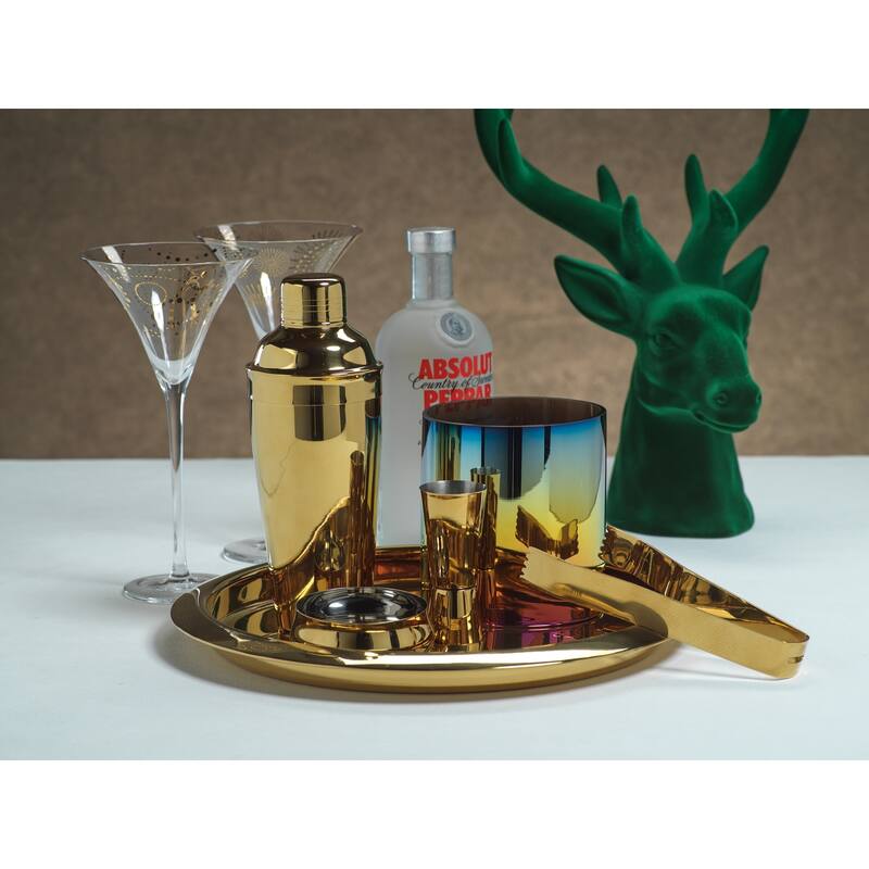 Gold Stainless Steel Cocktail Shaker, 9.5-Inch Tall