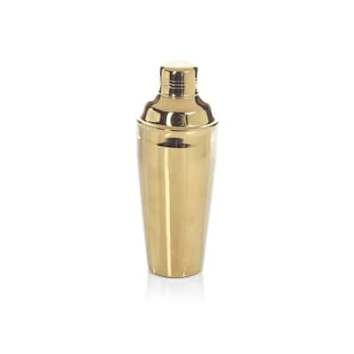 Gold Stainless Steel Cocktail Shaker, 9.5-Inch Tall