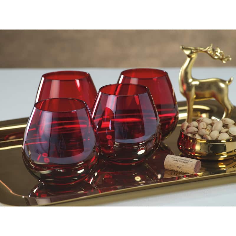 Luster Red Stemless All Purpose Glasses, Set of 6