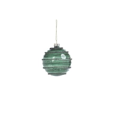 Striped Green Christmas Ball Ornaments, Set of 6