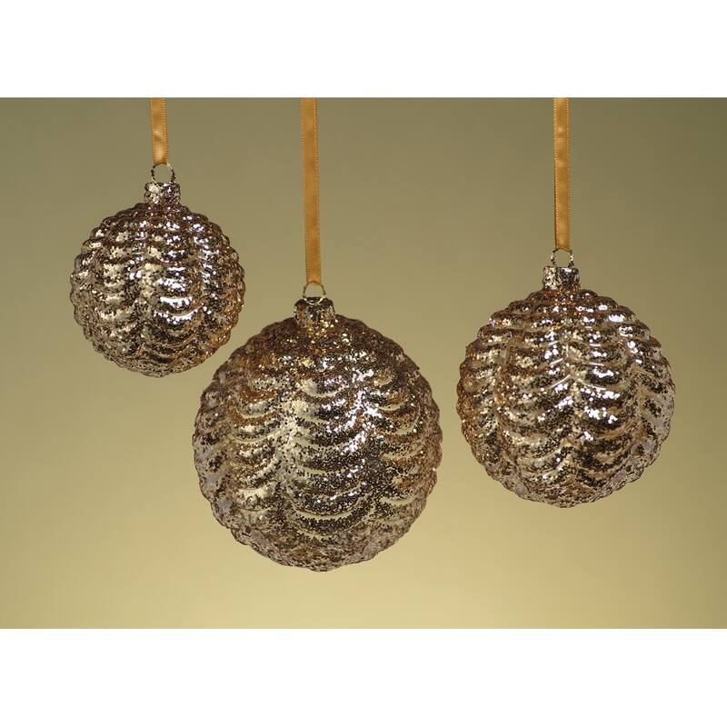Ripple Gold Christmas Ball Ornaments, Set of 6