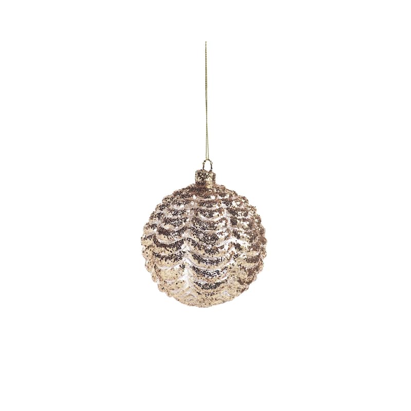 Ripple Gold Christmas Ball Ornaments, Set of 6