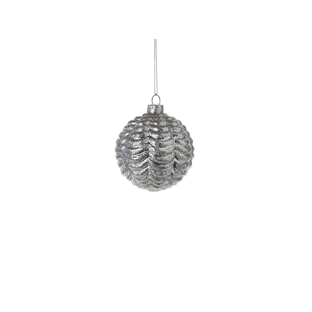 Ripple Silver Christmas Ball Ornaments, Set of 6