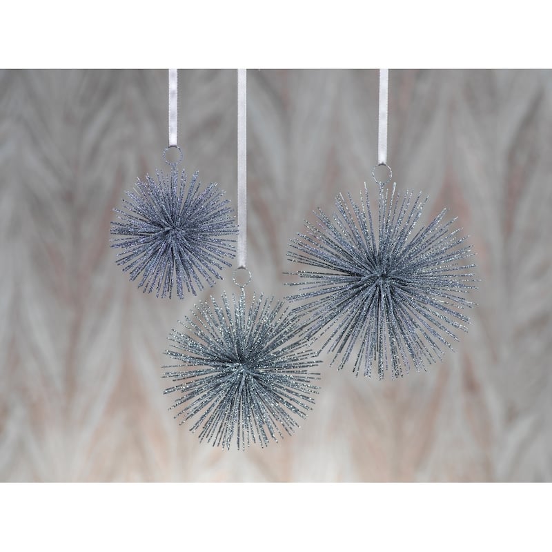 Starburst Silver Wire Hanging Ornaments, Set of 6