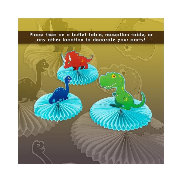 Dinosaur Birthday Table Decorations 6-PC Dinosaur Honeycomb Centerpieces - Easy Assemble Table Decor For Kids Birthday Parties 3D Party Decorations