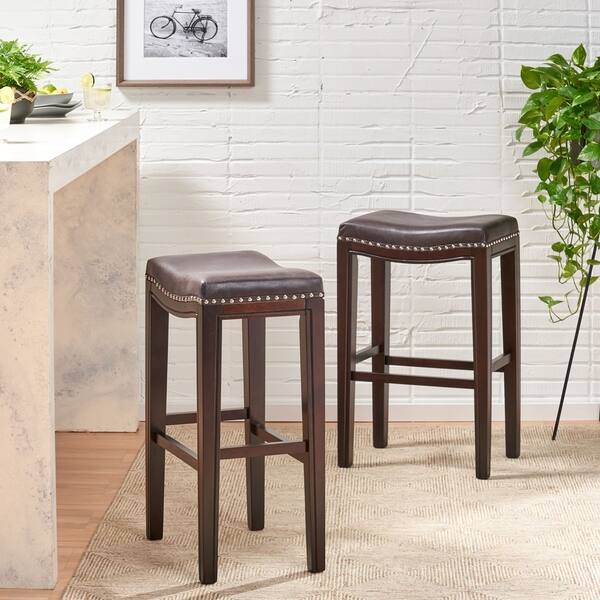Shop Tiffin Contemporary Studded Fabric Bar Stool Set Of 2 By