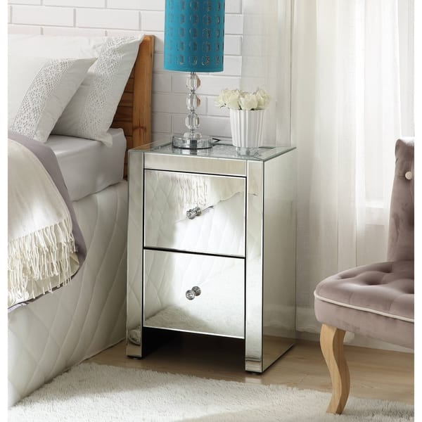 ACME Noralie Night Table in Mirrored & Faux Diamonds - Bed Bath ...