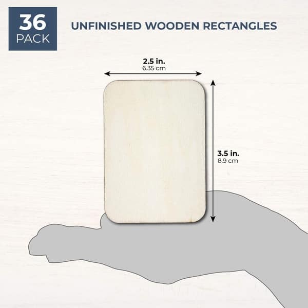 36 Pack Unfinished Wood Rectangle Cutouts For Diy Crafts 3 5 X 2 5 Inches Overstock