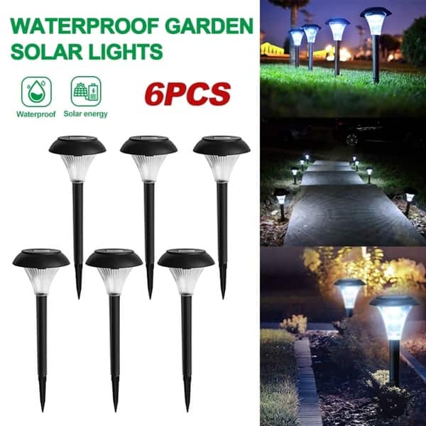 24 PCS Garden Outdoor Stainless Steel LED Lawn Solar Landscape Path Lights Lamp