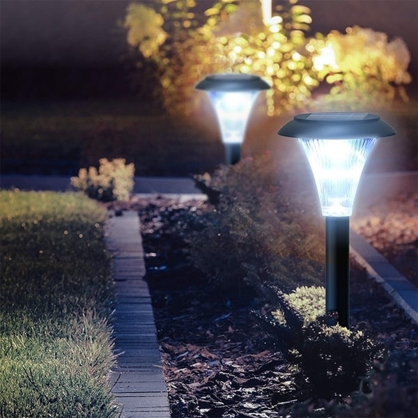 10 x STAINLESS STEEL SOLAR LIGHTS POWERED GARDEN POST PATH LED LAWN PATIO 
