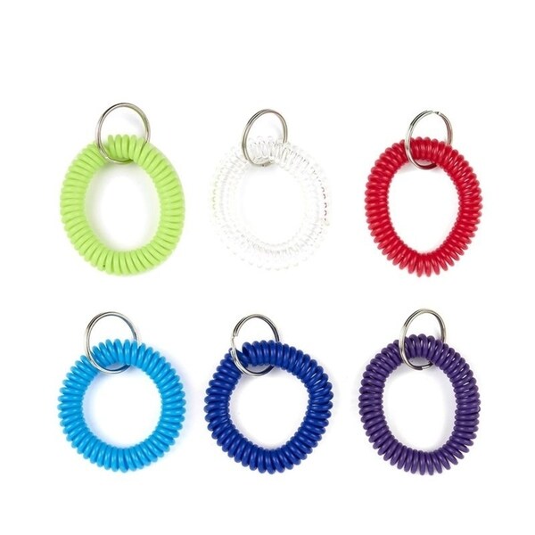 Stretchable Spiral Coil Keychain Red Keyring Bracelet Ring for Bag Keys Tool
