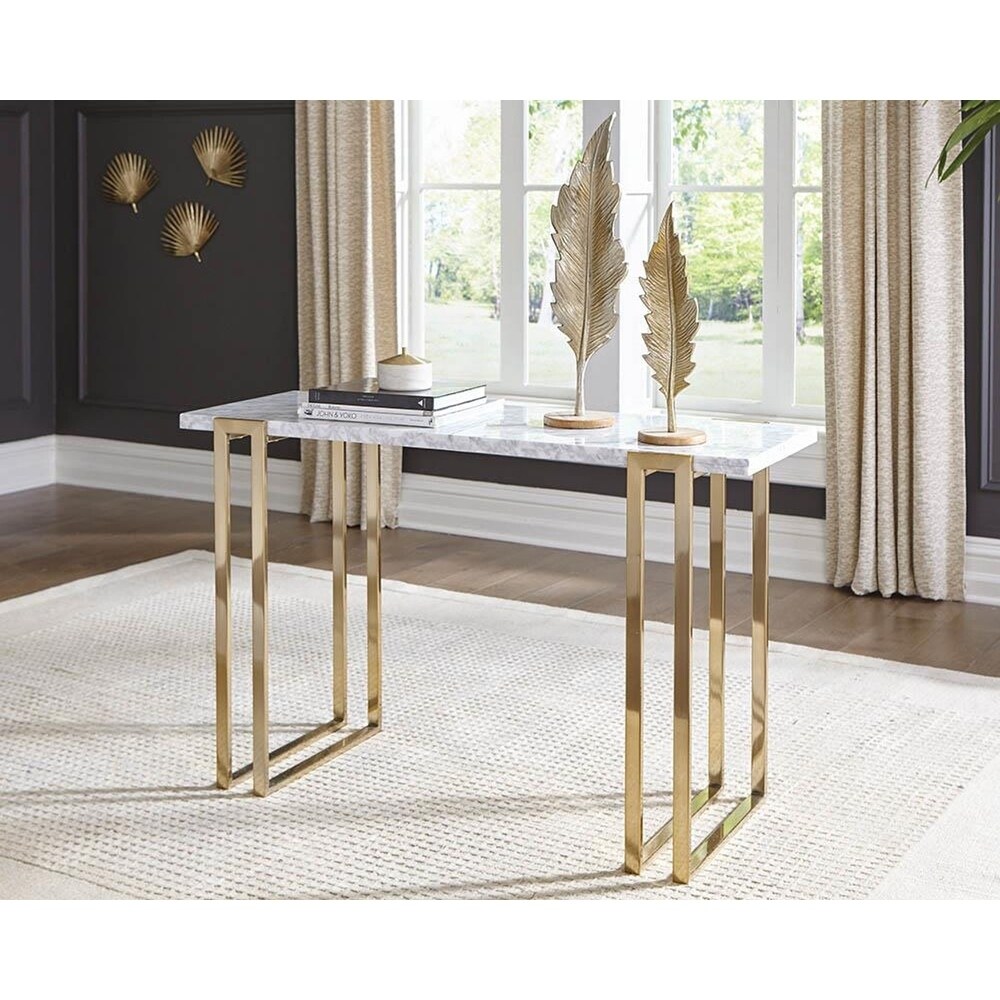 Selby Italian White Marble Top Rectangle Sofa Table Selby Italian White Marble Top Rectangle Sofa Table