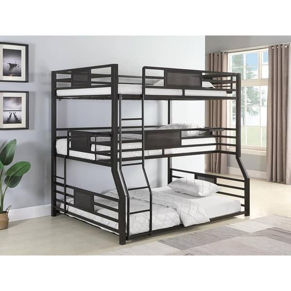 Alisso Dark Bronze Triple Full Twin Xl Queen Bunk Bed Overstock 29062952