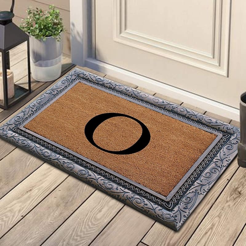 A1HC Rubber Coir Albena Monogrammed Doormat 24"X36", Bronze