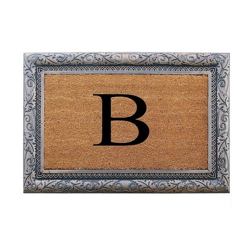 A1HC Rubber Coir Albena Monogrammed Doormat 24"X36", Bronze - Monogrammed B