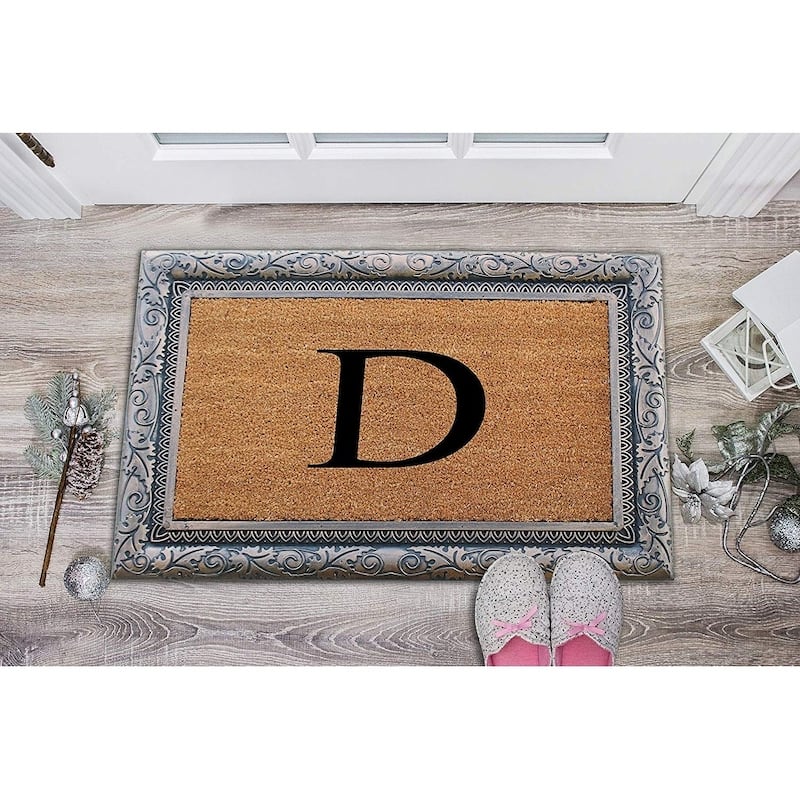 A1HC Rubber Coir Albena Monogrammed Doormat 24"X36", Bronze
