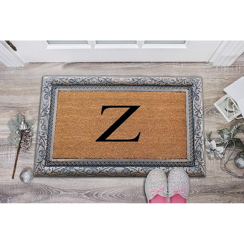 A1HC Rubber Coir Albena Monogrammed Doormat 24"X36", Bronze
