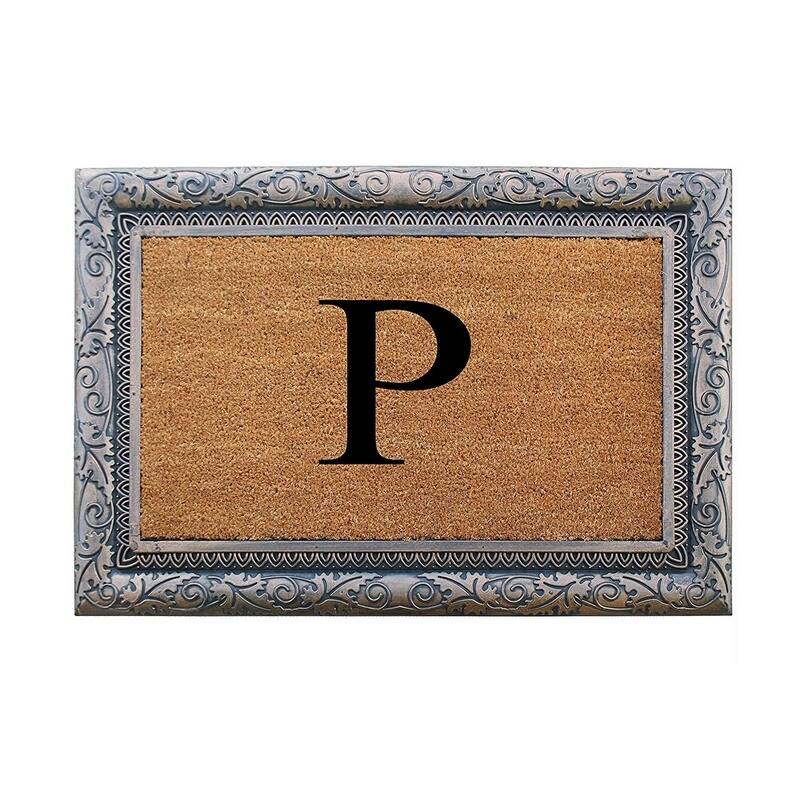 A1HC Rubber Coir Albena Monogrammed Doormat 24"X36", Bronze - Monogrammed P