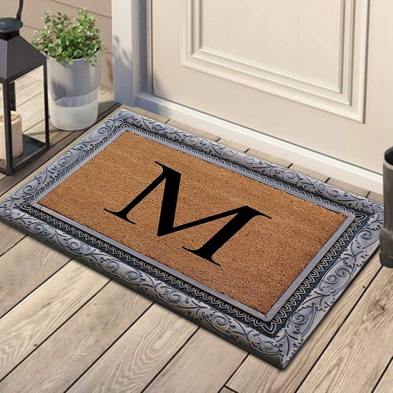 A1HC Rubber Coir Albena Monogrammed Doormat 24"X36", Bronze