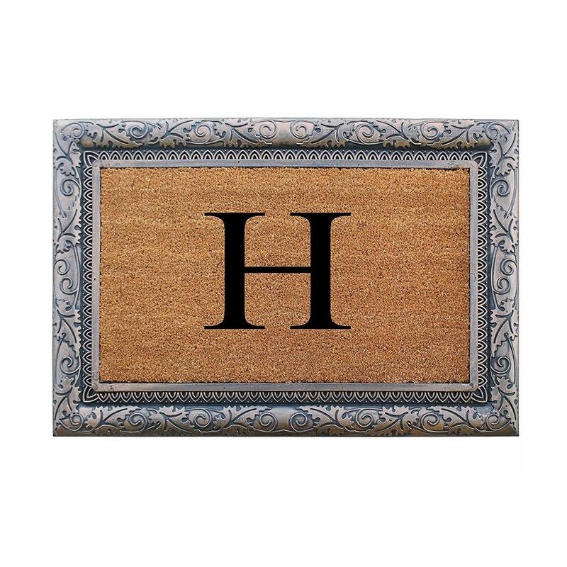 A1HC Rubber Coir Albena Monogrammed Doormat 24"X36", Bronze - Monogrammed H