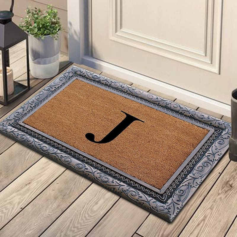 A1HC Rubber Coir Albena Monogrammed Doormat 24"X36", Bronze