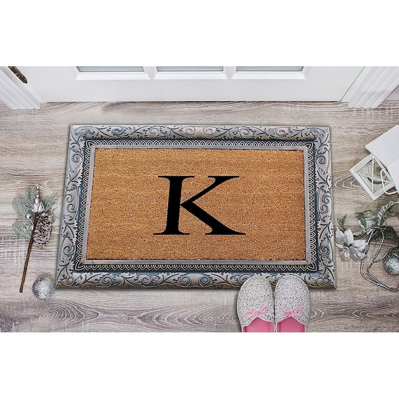 A1HC Rubber Coir Albena Monogrammed Doormat 24"X36", Bronze